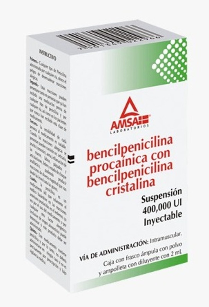 BENCILPENICILINA PROCAÍNICA CRISTALINA  400 000 UI  INY C/1AMP