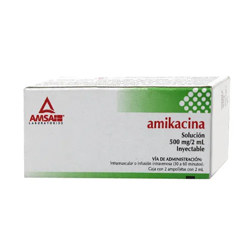 AMIKACINA SOL INY 500 MG/2ML C/2 AMPOLLETAS(AMSA)