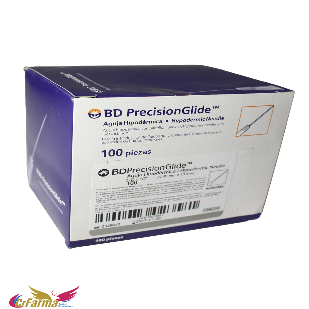 AGUJA HIPODERMICA 27X13 C/100 PZ (GRIS)*