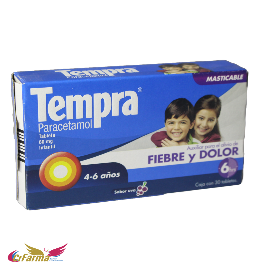 TEMPRA 80 MG C/30 TABS MASTICABLE SABOR UVA