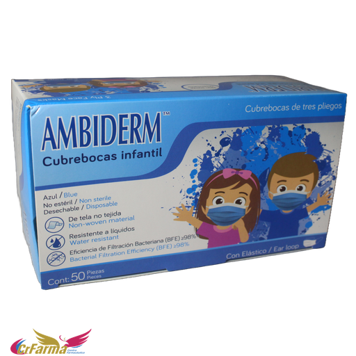 CUBREBOCAS AZUL INFANTIL C/50*