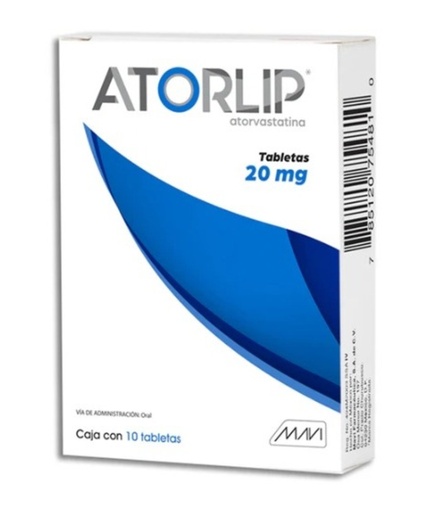 ATORLIP 20 MG C/10 TABLETAS