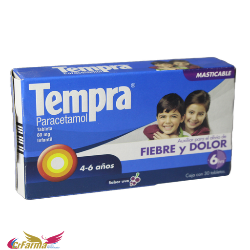 TEMPRA 80 MG C/30 TABS MASTICABLE SABOR UVA